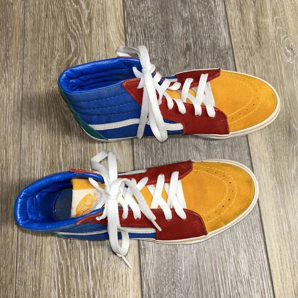 Vans Sk8-Hi Pro Classics Red Yellow Blue Green Suede Skate Shoes Youth US Size 5